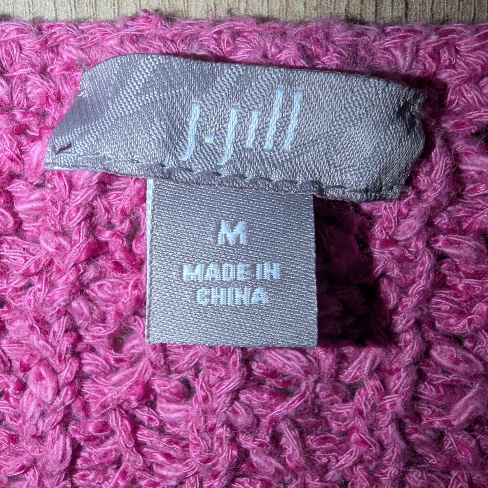 J. Jill Raspberry Knit Crew Neck Sweater - Picture 2 of 3